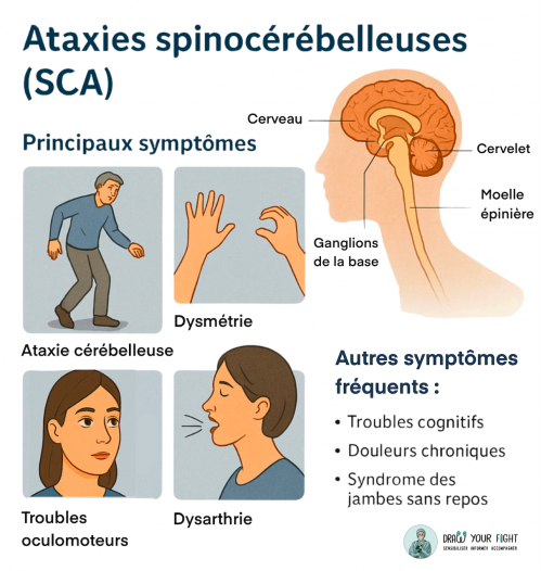 Ataxie spinocerebelleuse sca tremblement dysarthrie diplopie cervelet