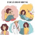Illustration : Les gens ne voient pas la douleur chronique et aigüe  et la douleur liés aux soins