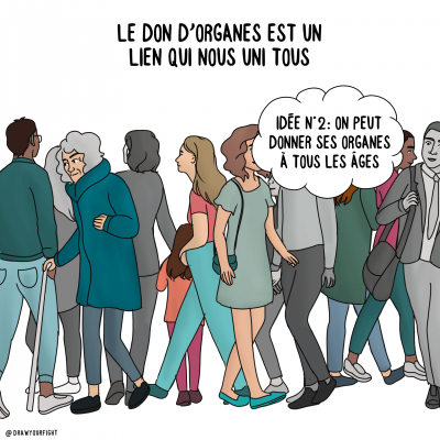 Illustration: le don d’organes est un lien qui nous uni tous car on peut donner à tout âge