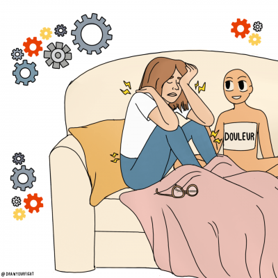 Illustration : enfant vivant avec des douleurs chroniques handicapantes