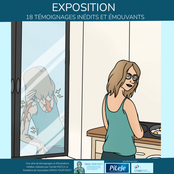 Exposition avec 18 témoignages inédits et émouvants illustrant l'handicap, la fatigue et toutes les autres conséquences