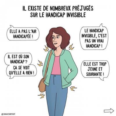 Illustration des préjugés sur le handicap invisible tel que « elle n’a pas l’air handicapée »